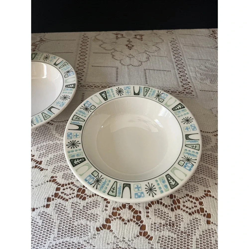 Set Of 2 Taylor Smith Taylor  Bowls Cathay‎ Atomic Pattern MCM 7 5/8
